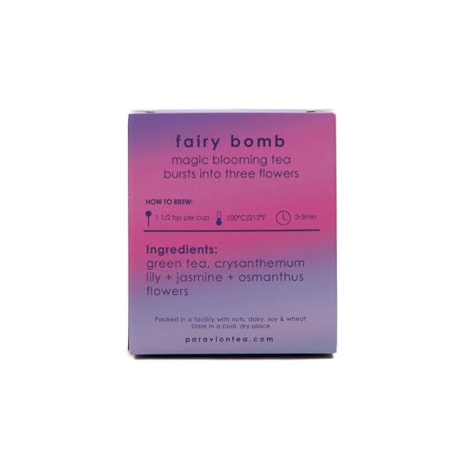 Blooming Flower Fairy Bomb Tea - Magic Blooming Tea Bursts Into Flowers - 5 Fairy Bombs Per Artisan Tin - 2 oz
