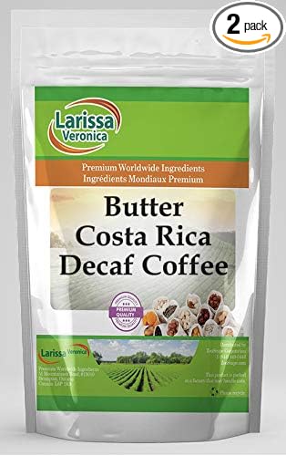 Butter Costa Rica Decaf Coffee (Gourmet Naturally Flavored Whole Coffee Beans) (8 oz ZIN: 547981) - 2 Pack
