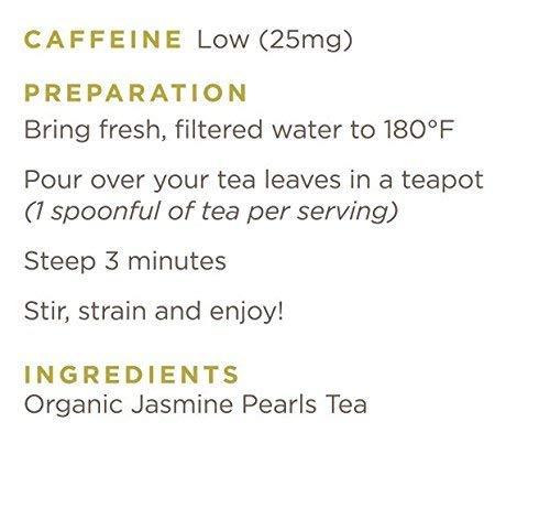 Golden Moon Tea Organic Jasmine Pearls Green Tea - Loose Leaf Dragon Pearls Premium Grade Non GMO - Travel Tin (48 Servings)