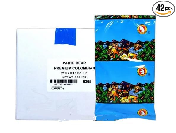 White Bear Medium Roast Filter Pack Coffee for Drip Coffee Brewers 1.5 ounce packet / 42 Count Case (1.5 Ounce Filter Regular)