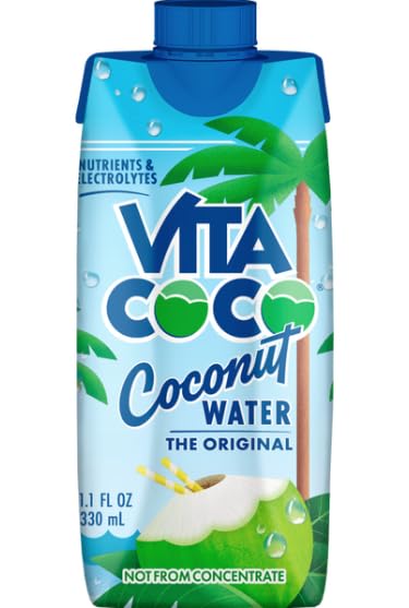 Coconut Water Original Natural Hydrating Electrolyte Beverage 11.1 fl oz 6 Count - Ideal for Halloween Baskets Healthy Drinks Pantry Staples - Comes in ComboCreations Box