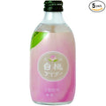Tomomasu Japanese Soda Hojyun White Peach Cider 10 oz. (300ml) (Pack of 5) - Product of Japan.