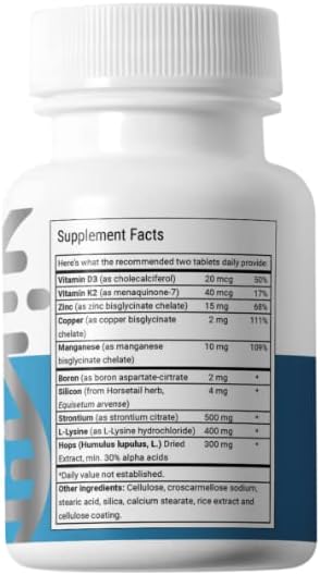 Advanced Bionutritionals – Ultimate Bone Support Supplement Strontium Silica Vitamin K2 and D3 Support Bone Health Bone Strength Non GMO Gluten Free Dairy Free Soy Free Vegan (60 Tablets)
