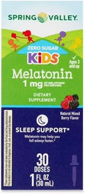 Generic Spring Valley Kid’s Melatonin Liquid Dietary Supplement 1 fl oz 1mg Berry Flavor