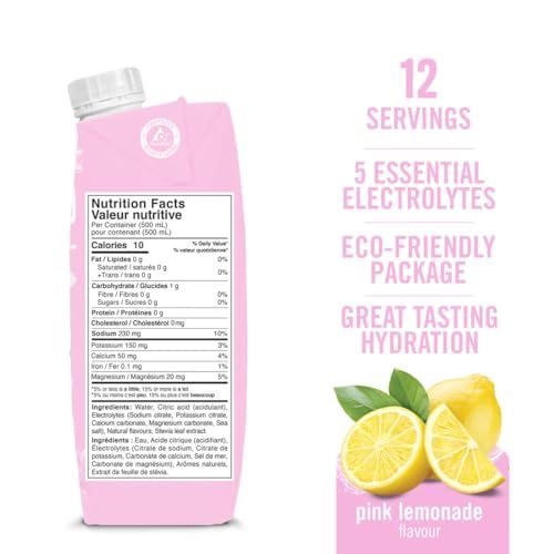 BioSteel Sports Drink Great Tasting Hydration with 5 Essential Electrolytes Pink Lemonade Flavor 16.7 Fluid Ounces 12-Pack