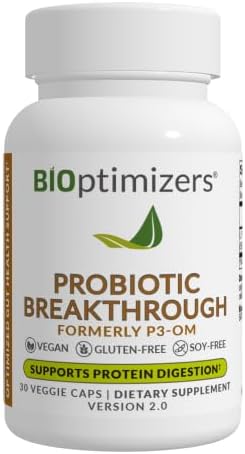 BIOptimizers Probiotic Breakthrough – Lactobacillus Plantarum OM Probiotics &amp Prebiotics Health Supplement for Gut Digestive &amp Immune Support Probiotics for Women Men Elderly– 30 Vegan Capsul