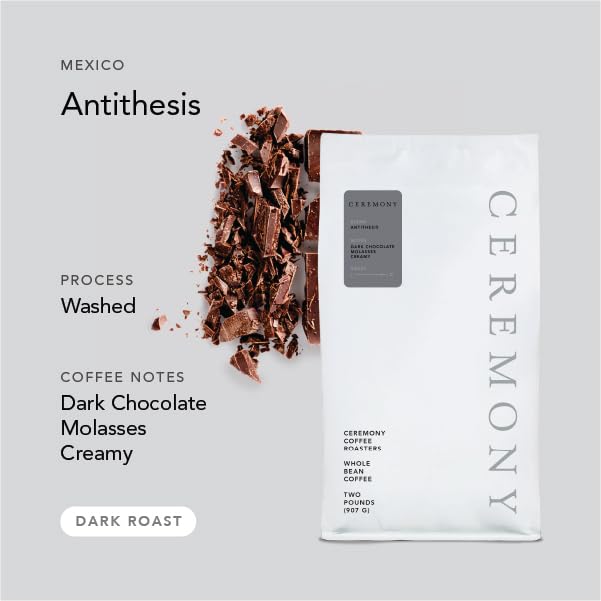 Ceremony Coffee Roasters - Antithesis Dark Roast Blend - Specialty Whole Bean or Ground Coffee - 2lb Bag (French Press - Coarse Grind)