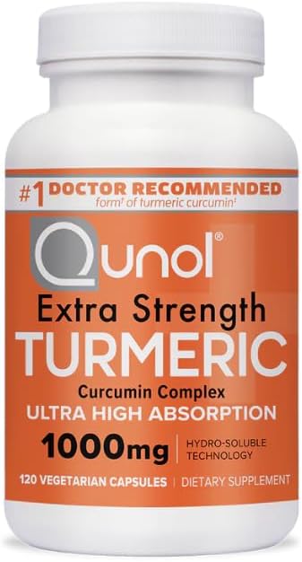 Qunol Extra Strength Turmeric Dietary Supplement Supports Healthy Inflammation Response 1000mg 120 Vegetarian Capsules