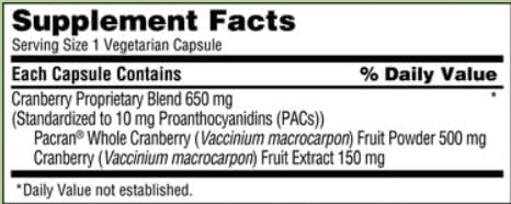 Pacran Cranberry 650 mg 140 Vegetarian Capsules + Bundle with Weekly Pill Organizer (2 Items)