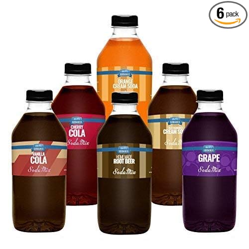 Ralph's 32oz (Quart) SIX Pack Sparkling Water Cane Sugar Soda Maker Flavoring Sodamix | Cherry Cola | Root Beer | Vanilla Cola | Cream Soda | Orange Cream Soda | Grape