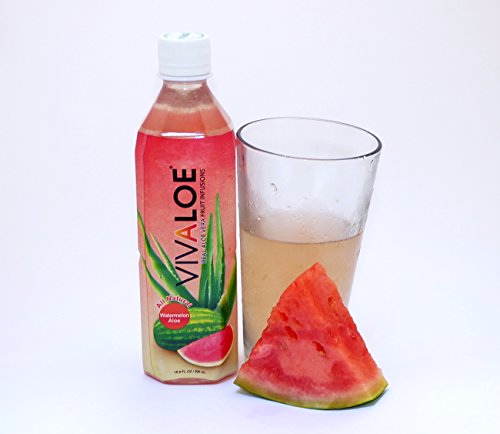Vivaloe Watermelon Flavor Aloe Beverage All Natural Aloe Juice 16.9 fl. oz./500 mL 12 Count