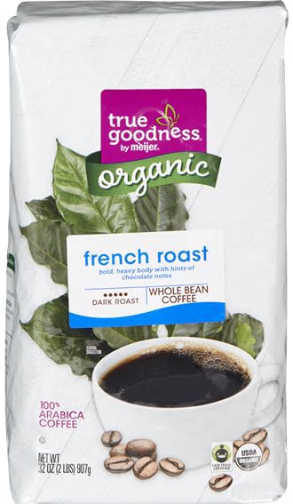 Organic French Roast Whole Bean Coffee Dark Roast (Pack Of 1 Bag) 32 oz