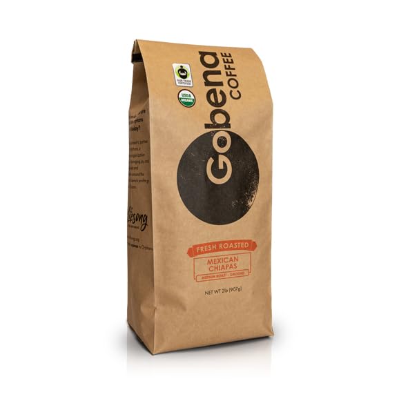 Gobena Coffee 2lb Fair Trade Organic Certified Mexican Chiapas Ground Medium Roast100% Arabica Specialty Coffee 32 ounces 2 pounds Bulk