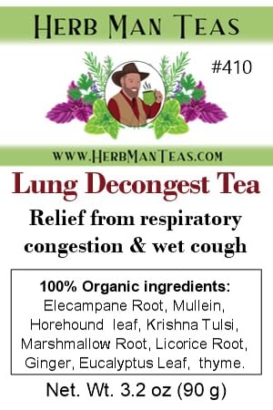 LUNG DECONGEST TEA – For Congested Lungs and Mucus Relief – Organic Loose Leaf Herbal Blend – Formulated by Master Herbalist – Non-GMO No Additives