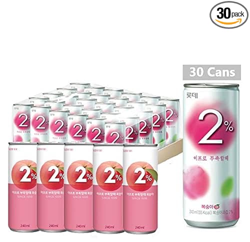 LOTTE 2% Soft Drink Peach/Plum Variety (240ml/Pack) (Peach 30 Cans)