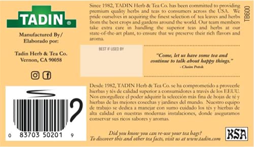 Tadin Chamomile Tea with Honey Herbal Tea Caffeine Free Tea Tea Bags Individually Wrapped 24 Tea Bags Per Box Pack of 6