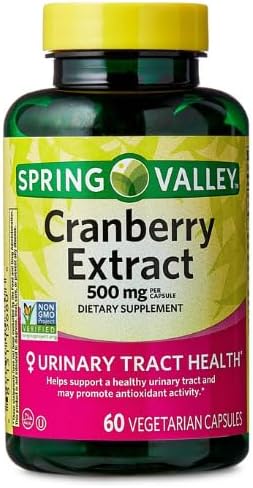 Spring Valley Cranberry Extract Vegetarian Capsules 500mg 60 Count + Dri Store Sticker.