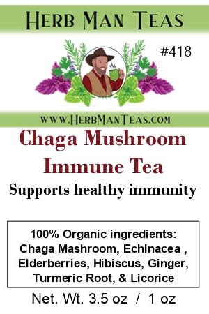 IMMUNE SUPPORT TEA – Daily Immune Health &amp Seasonal Defense – Organic Loose Leaf – by Master Herbalist Khabir | Chaga Mushrooms Echinacea Elderberries &amp Hibiscus