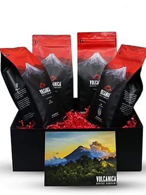 Peaberry Coffee Connoisseur Gift Box Jamaica Blue Mountain Costa Rica Brazil Bolivia Ground Fresh Roasted 4 x 16-ounce Bags