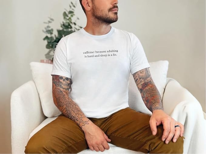 Caffeine Because Adulting is Hard | Graphic Tee for Women | Funny Sarca T-Shirt