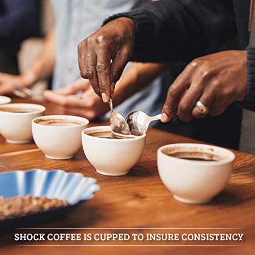 Shock Coffee Ground Stay Fresher Packs. The Strongest Caffeinated All Natural Coffee Up to 50% more Caffeine than Regular Coffee 6.6 pounds (40-2.65oz bags)