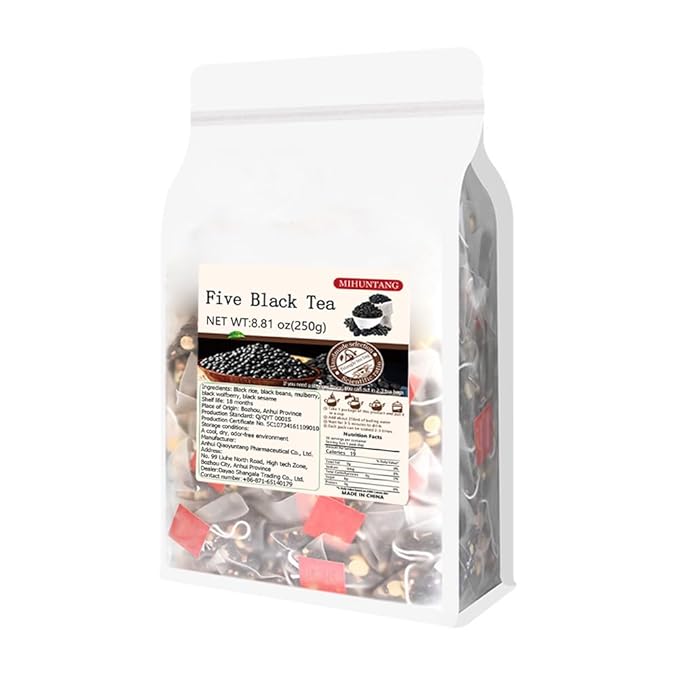 Wu hei tea 8.81oz (5g×50packets) Five black tea Mulberry black wolfberry tea Combination herbal tea bag 五黑茶250g