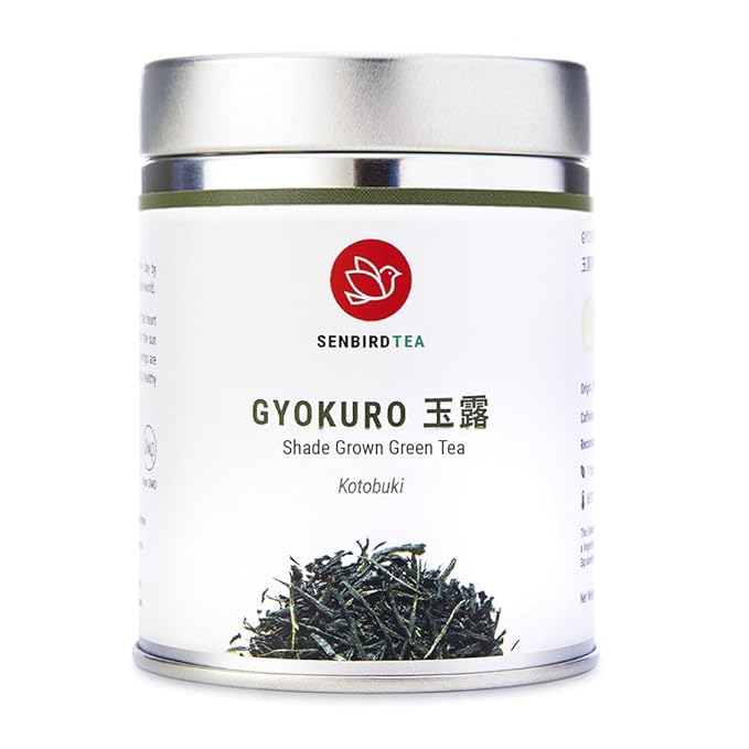 Senbird Premium Gyokuro Japanese Shade Grown Green Tea - From Kyoto Japan - Imperial Loose Leaf Green Tea In Airtight Tea Tin (1.76oz/50g) (Kotobuki)