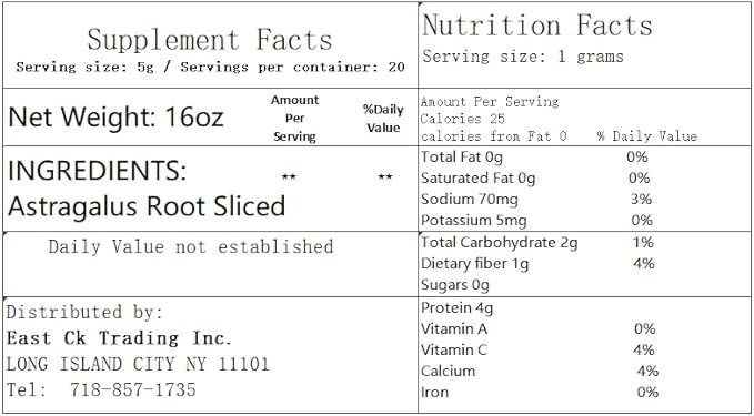 Top Grade Astragalus Root Sliced 16 oz for Herbal Tea