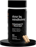 MINDHONEY | DOSE 60 Count Premium All-in-One Nootropic Brain Supplement | Focus Mood Energy &amp Memory | Functional Mushrooms &amp Adaptogens - Lion’s Mane Ashwagandha L-Theanine Bacopa &am