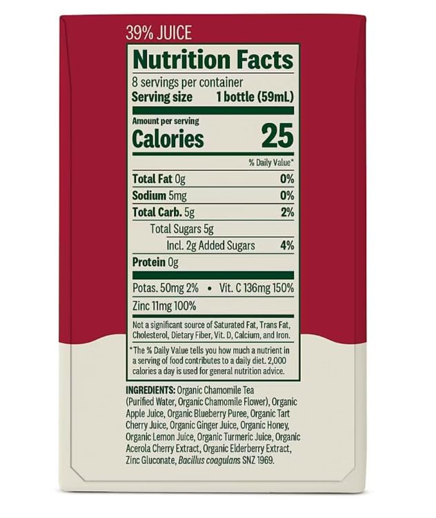 Organic Immunity Defense Shot Variety Pack | Ginger &ampTurmeric and Elderberry Wellness Shot | 16 pk./2 fl. oz