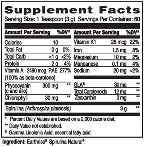 EARTHRISE Spirulina Powder 180 Gram 0.01 Pounds