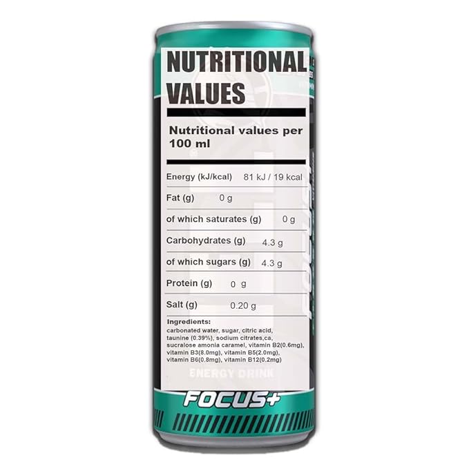 HELL FOCUS Energy Drink | 32 mg/100 ml Caffeine | Vitamins B3 B5 B6 B12 | No Preservatives | Environmentally Friendly Packaging | 24 x 250ml | Compatible with HELL Energy