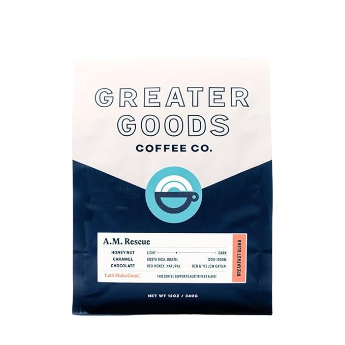 A.M. Rescue - Breakfast Blend - Roasted by Greater Goods Coffee Co. - Freshly Ground Coffee - 2 Pound Bag