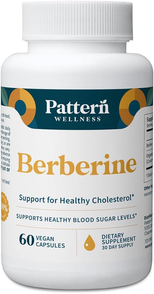 Pattern Wellness Berberine Supplement with Organic Ceylon Cinnamon – Supports Metabolic Balance &amp Circulatory Wellness – Non-GMO Vegan – 60 Capsules