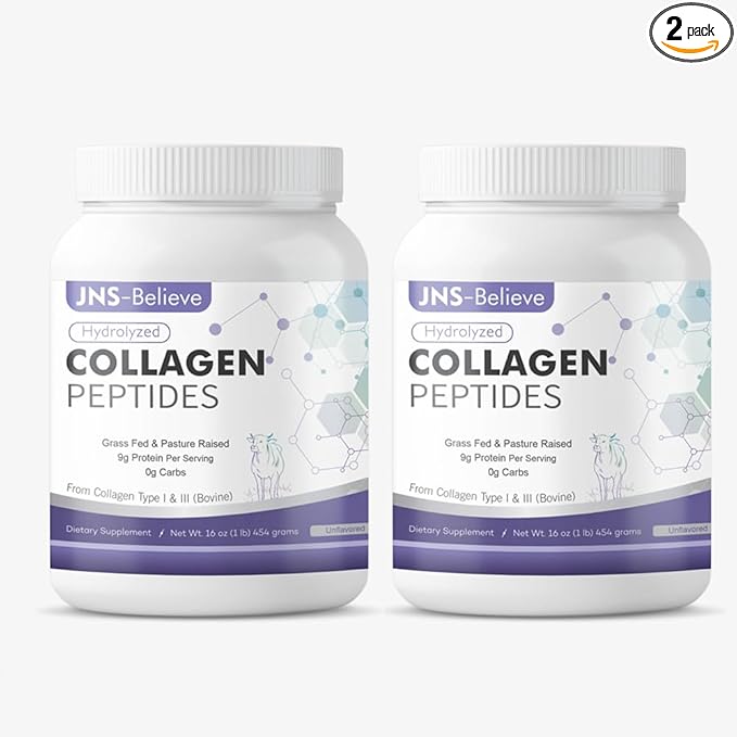 Collagen Peptides Powder for Skin Hair and Nails Bovine Hydrolyzed Collagen Peptides for Women and Men Unflavored Protein Supplements 16 oz 45 Servings 2 Pack