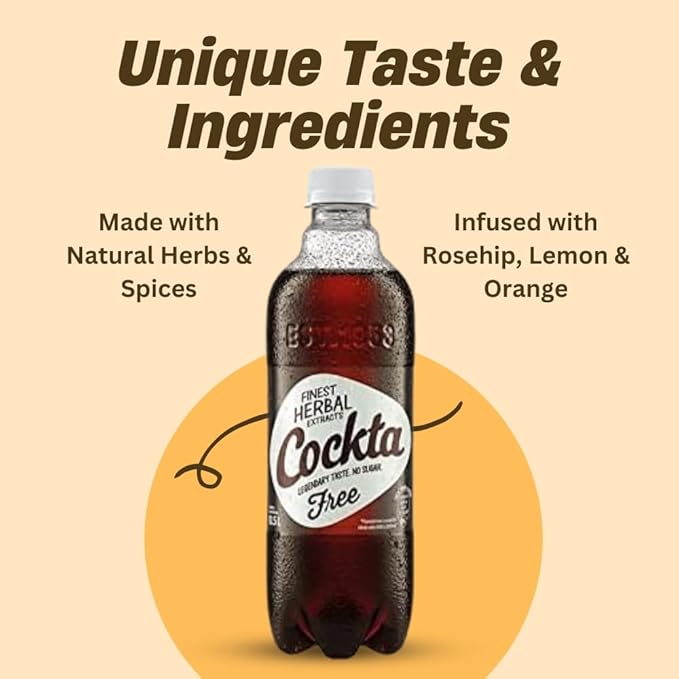 Bottles of Cocktail the original from Croatia non-alcoholic (Cockta Sugar FREE 05 l)