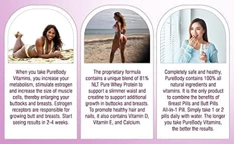 #1 Butt Enhancer and Breast Enhancer Vitamins – Butt Growth &amp Breast Enhancement Pills for Slim Waist Bigger Butt &amp Bigger Breast – PureBody Vitamins All-in-1 BBL Pills for Fast Booty &amp B