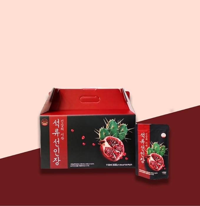 YoonSunAe Pomegranates Cactus Extract Drink 110ml/3.72fl.oz. X 30 Pouch Spanish Pomegranates Prickly Pear Cactus Nutritious Drink Made in Korea