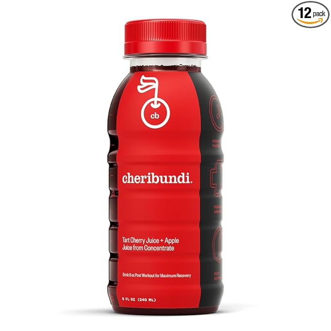 Cheribundi Tart Cherry Juice Original | Tart Cherry Sweetened with Apple Juice | Athletes Recovery Drink | Promotes Restorative Sleep Muscle Recovery &amp Boosts Performance | 8 floz (12 Pack)