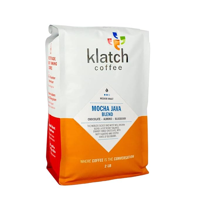 Klatch Coffee Mocha Java Blend Medium Roast 2 Pounds Whole Bean