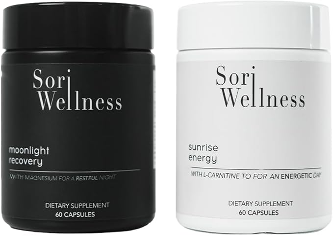 Sun &amp Moon Bundle – Day &amp Night Energy &amp Recovery Pack – 60 Capsules Each (30 Servings) – Includes Sunrise Energy &amp Moonlight Recovery – Vegan Non‑GMO