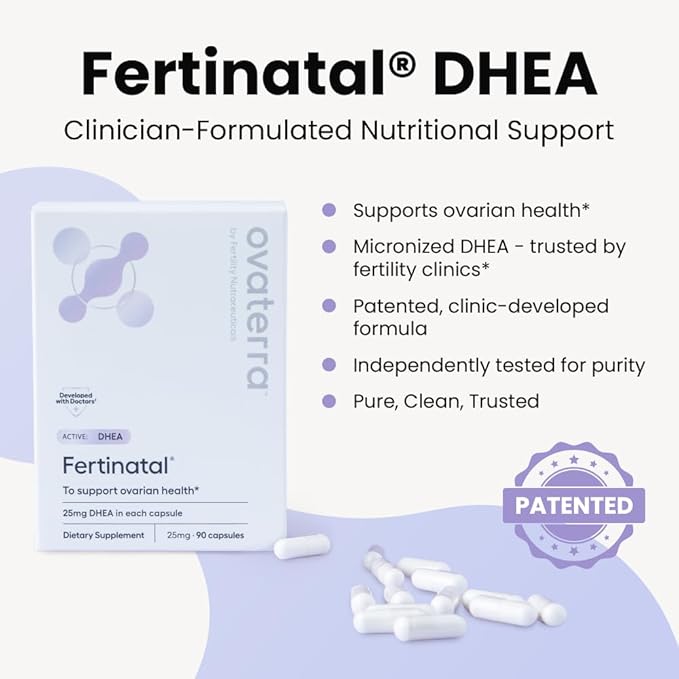 Micronized DHEA Female Natural Plant-Based Fertility Supplement 90-25mg Capsules - 28 Day Supply
