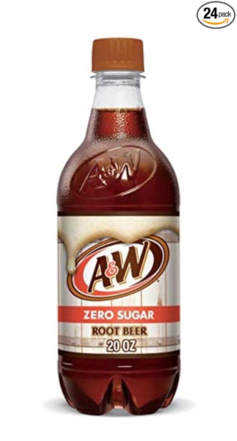 A&ampW Root Beer Zero Sugar Soda 20oz Bottles Quantity 24
