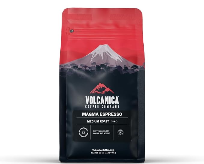 Volcanica Coffee Magma Espresso Medium Espresso Roast Whole Bean Arabica Blend Kosher 16 oz.