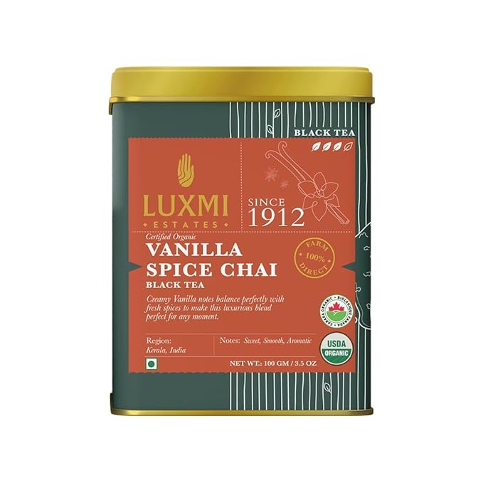 Luxmi Estates - Sleep Tea Set - 2 x 100g Tins of Valerian Dream and Vanilla Spice Chai + 1pc of Spoon and 1pc of Infuser Gift set pack best gift hamper | | Valentine Gift set