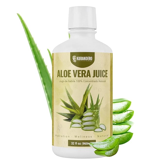 Kurandero - Aloe Vera Juice - 32 fl oz (946ml) - Unflavored and Gluten Free Drink Aloe Vera Leaf Juice and Inner Leaf Gel