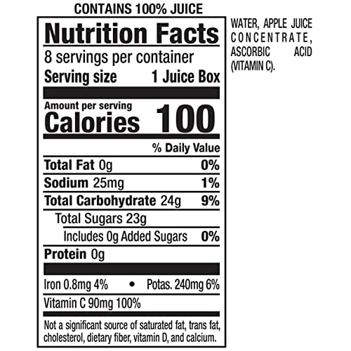 Motts 100% Apple Juice - No Sugar Added - Excellent Source of Vitamin C - 100 Calories Per Serving - Non GMO - Ready Set Gourmet Donate a Meal Program - 1 Pack (8ct 6.75oz Each)
