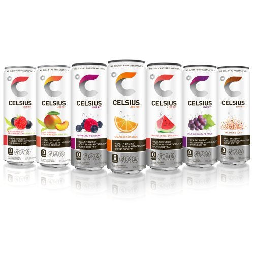 CELSIUS Fitness Drink 9-Flavor Variety Pack Zero Sugar Slim Can 12 Fl Oz (Pack of 12)