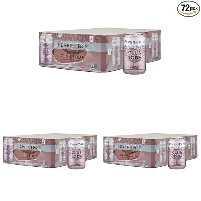 Fever-Tree Premium Club Soda Cans 24pk/5.07 Fl Oz No Artificial Sweeteners Flavorings or Preservatives (Pack of 3)
