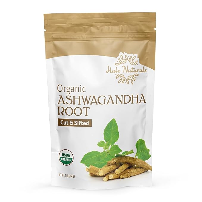 Organic Ashwagandha Root Cut &amp Sifted 1 Pound (Withania somnifera) USDA Certified | Resealable Pouch| Packaged in The USA